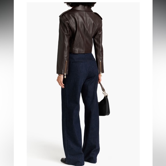 ZIMMERMANN LUMINOSITY BIKER LEATHER JACKET SZ 0 ESPRESSO - Picture 4 of 11